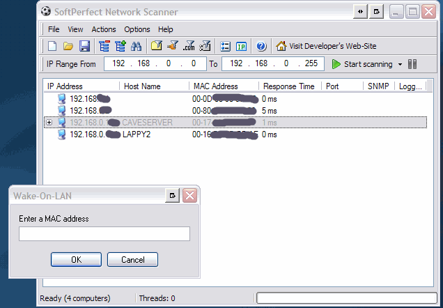 Network scanner enter MAC